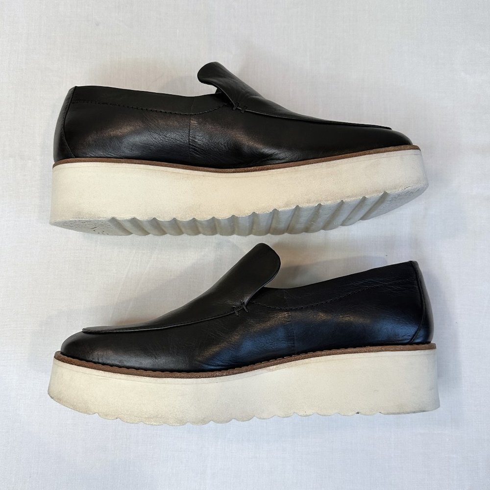 Vince Zeta Black Leather Platform Loafers - Picture 11 of 14